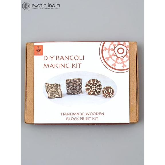 DIY Rangoli Making Craft Kit | Handmade Wooden Block Print Kit for Kids