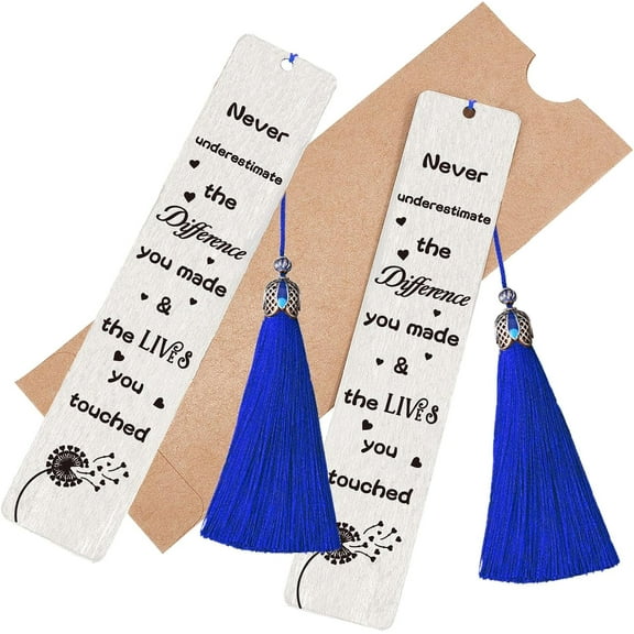 DIY Rectangle Bookmark Making Kits Including Stainless Steel Bookmark Card Polyester Tassel Dandelion Pattern Card: 125x26mm 2pcs/set DIY