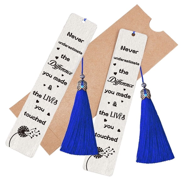 DIY Rectangle Bookmark Making Kits Including Stainless Steel Bookmark Card Polyester Tassel Dandelion Pattern Card: 125x26mm 2pcs/set
