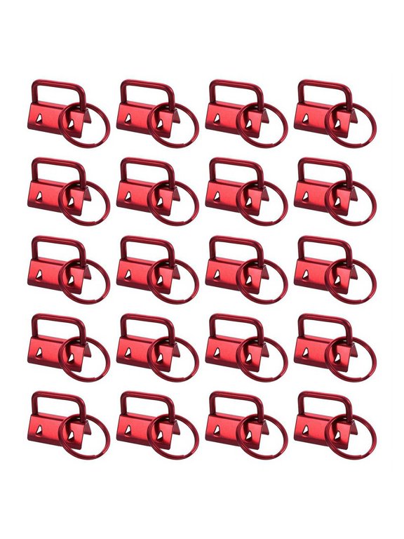 DIY Red 1-Inch Metal Key Fob Hardware with Keychain Rings for Bag Webbing, 20-Pack