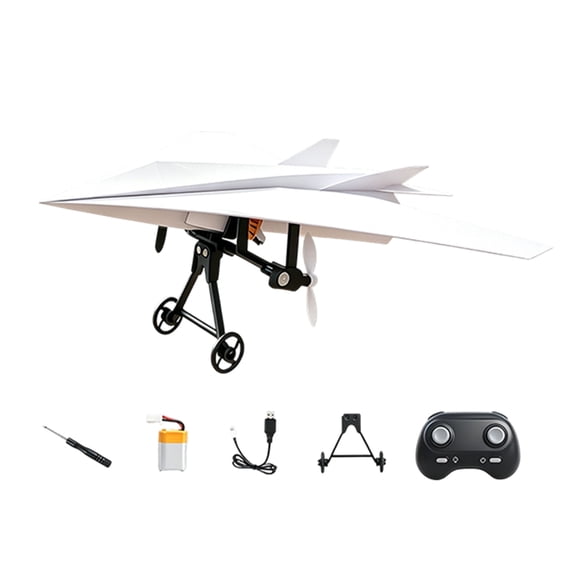DIY Remote Control Flying Paper Plane Toy, Gyro Stabilized Foldable Fixed Wing Drone with Mirrorless Camera