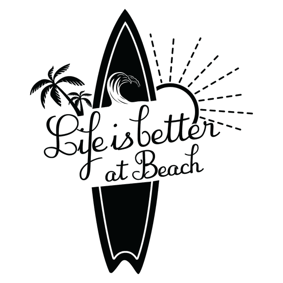 DIY Removable Wall Art For Beach Lover Decal | 20" x 20" Stick And Peel Vinyl Home Wall Decoration Bedroom Living Room Adhesive Sticker Black - Life Is Better At The Beach