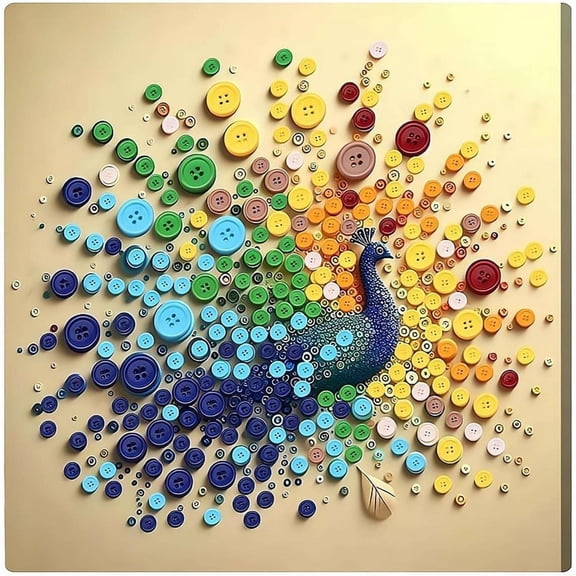 DIY Resin Button Painting Kit with Wooden Frame, 12x12 Inch Round Craft Buttons Painting Art for Adults and Beginners, Arts and Crafts Projects for Home Wall Decor, Creative Gift for DIY Lovers