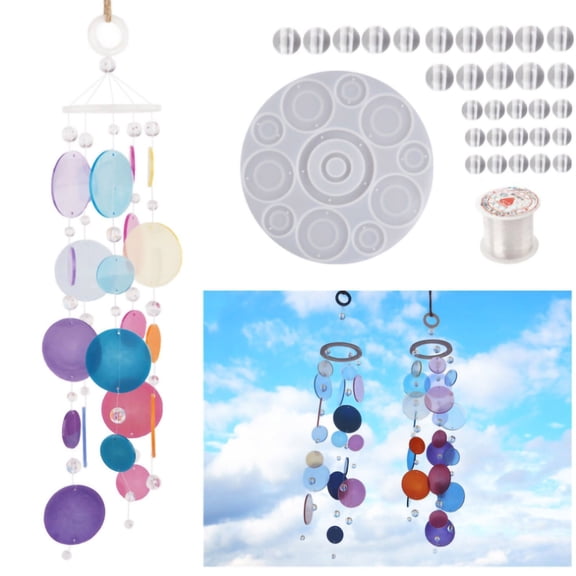 DIY Resin Epoxy Wind Chime Kit, Mirror Handicrafts Making Supplies, Art Craft Kit for Beginners, Includes Molds Resin Color Dyes, Home Decor Wind Chime Project