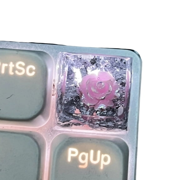 DIY Resin Mechanical Keypad Keycap Camellia Flower Pattern Height Translucent Keycap for Mechanical Keypad Accessories