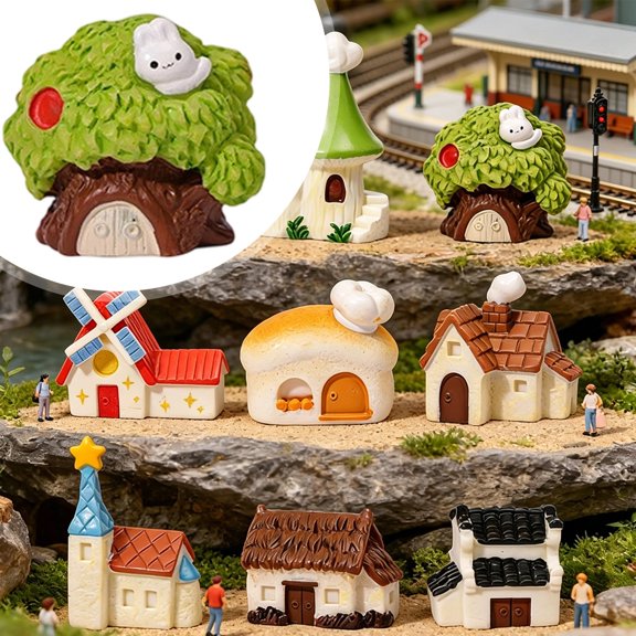 DIY Resin Tree House Miniature Decor, Micro Landscape Scene Accessory Display, Aquarium Garden Terrarium Accent, Creative Craft Building Ornament, Detailed Model Piece