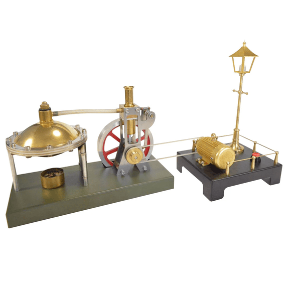 DIY Retro Steam Engine Model Kit, Vertical Steam Engine with Spherical Boiler, Metal Engine Model Kit for Adults to Build, Perfect Educational Gift for Technology Enthusiastswith streetlight
