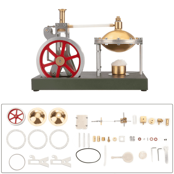 DIY Retro Steam Engine Model Kit, Vertical Steam Engine with Spherical Boiler, Metal Engine Model Kit for Adults to Build, Perfect Educational Gift for Technology Enthusiasts