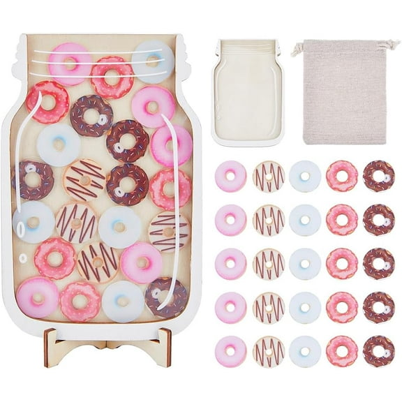 DIY Reward Jar Sweet Donut-Themed Wood Positive Behavior Chart Creative Bottle Chart Reward System Tools for Home Training Reward Incentives colorful