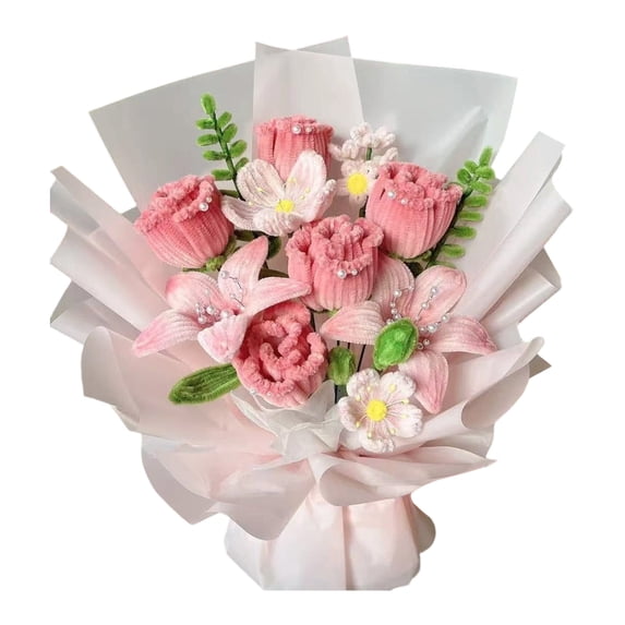 DIY Rose Bouquet Kit, Everlasting Artificial Flowers, Handmade Gift for Girlfriend, Velvet Craft Set for Anniversary Romantic Gift, Home Décor Project