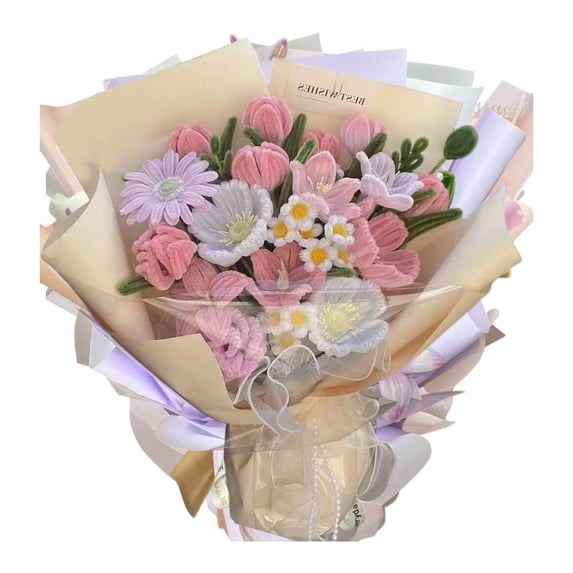 DIY Rose Bouquet Making Kit, Handmade Flower Craft Set for Gifting to Loved Ones, Home Decor Project, Easy Assembly Velvet Flower Bouquet Kit for Craft Enthusiasts