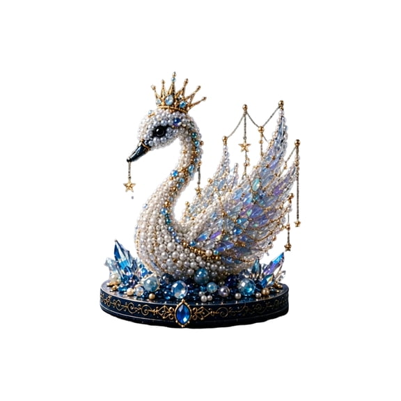 DIY Royal Crown Swan Beaded Figurine Kit, Elegant 3D Beading Craft Set with Tools, Stress Relief Handmade Desktop Decor Gift for Adults & Beginners