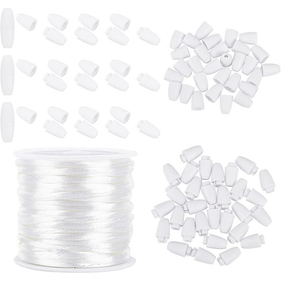 DIY Rubber Silicone Necklaces Making Kits with 30sets Plastic Breakaway Clasps and 10m Round Nylon String Threads White 2mm Nylon