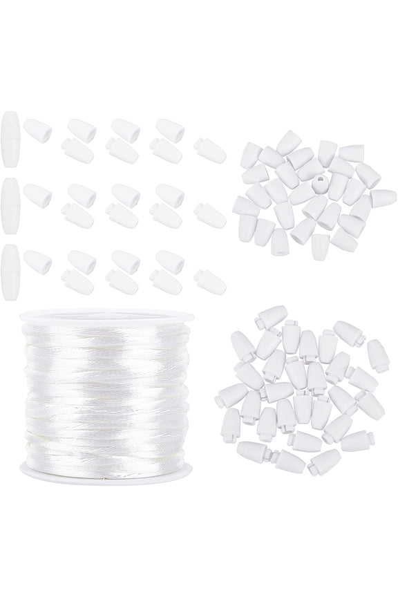 DIY Rubber Silicone Necklaces Making Kits with 30sets Plastic Breakaway Clasps and 10m Round Nylon String Threads White 2mm Nylon