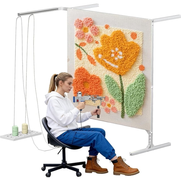 DIY Rug Tufting Frame Kit, 19-53.5in Adjustable Tufting Fabric Rug Tufting Kit, Aluminum Metal Tufting Frame Kit, for Machine Embroidery, Sewing, Tapestry Making, Silver