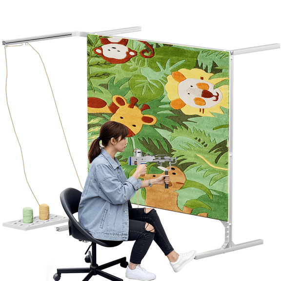 DIY Rug Tufting Frame Kit, 19-53.5in Adjustable Tufting Fabric Rug Tufting Kit, Aluminum Metal Tufting Frame Kit, for Machine Embroidery, Sewing, Tapestry Making, Silver