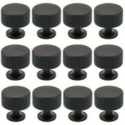 DIY.STORE 12 Pcs Black Knobs for Cabinet, Drawer, Dressers, Wardrobe, 1.1in Aluminium Alloy Elegant Black Knobs with Install Screws