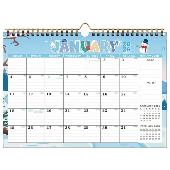 DIYMAG 2026 Wall Calendar,  Monthly Calendar, 14.6 x 11.8in Paper Calendar with Memo Space for Anniversaries/Festivals/Events（Jan. 2026 - Jun.2027）