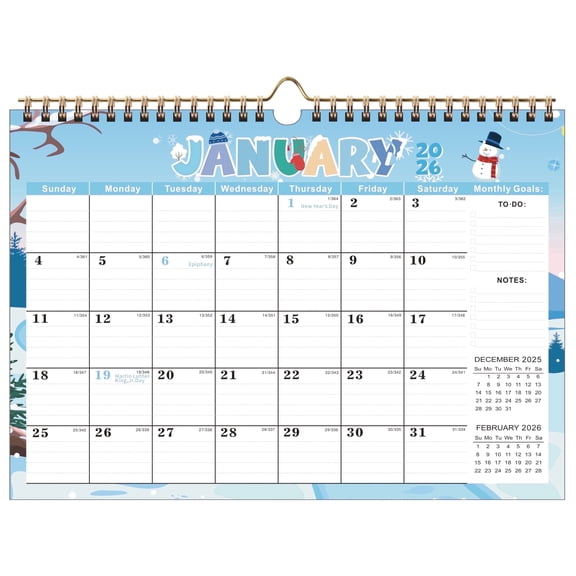 DIYMAG Parper Calendar, 14.6 x 11.8in Wall Calendar with Memo Space for Anniversaries/Festivals/Events(Jan. 2026 – Jun. 2027 )