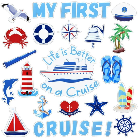 DIY.STORE 27 Pcs Nautical Cruise Door Magnets Decorations Funny Cruise Ship Door Magnets Magnetic Reusable Cruise Magnet for Cabin Door Ship Carnival Refrigerator Office Car Accessories