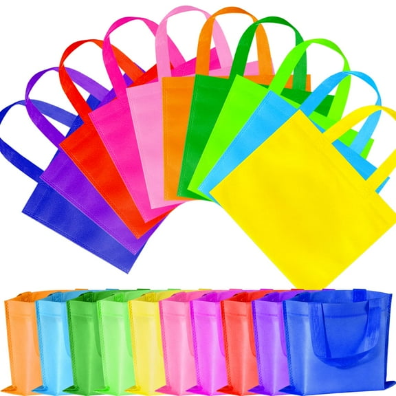 DIY.STORE 30 Pcs Non-Woven Party Tote Bags Reusable Gift Bags Tote Bags Shopping Bags with Handles for Kids Birthday Party Supplies