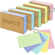DIY.STORE 3in x 5in Ruled Spiral Index Cards, Assorted Colors, 5 Packs of 100, 500 Cards