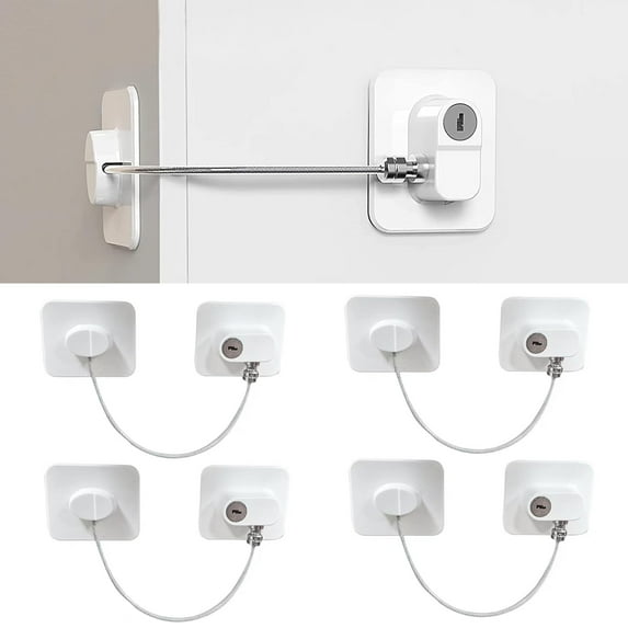 DIY.STORE 4 Packs Fridge Locks, Children Safety Refrigerator Locks with Keys for Drawer/Fridge/Freezer/Cupboard(White)