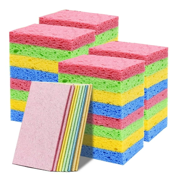 DIY.STORE 40 Pack Kitchen Sponges, Compressed Cellulose Sponges Non-Scratch Natural Dish Sponge for Kitchen Bathroom Cars, Funny Cut-Outs DIY for Kids