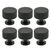 DIY.STORE 6 Pcs Black Knobs for Cabinet, Drawer, Dressers, Wardrobe, 1.1in Aluminium Alloy Elegant Black Knobs with Install Screws