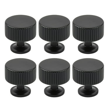 DIY.STORE 6 Pcs Black Knobs for Cabinet, Drawer, Dressers, Wardrobe, 1.1in Aluminium Alloy Elegant Black Knobs with Install Screws