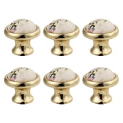 DIY. STORE 6 Pcs Ceramic Knob, Flowers Ceramic Knob Zinc Alloy Gold Knobs for Cabinets, Dressers, Cupboards, Drawers