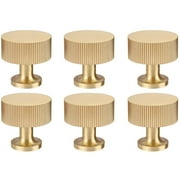 DIY.STORE 6 Pcs Gold Knobs for Dressers, Cabinet, Drawer, Wardrobe, 1.1in Gold Knobs with Install Screws, Brushed Brass Finish