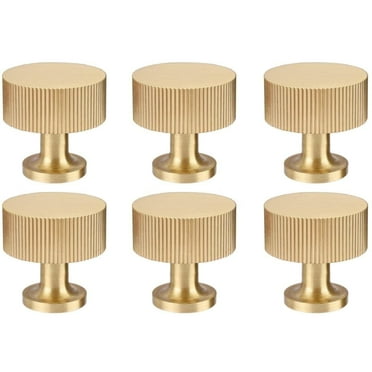 DIY.STORE 6 Pcs Gold Knobs for Dressers, Cabinet, Drawer, Wardrobe, 1.1in Gold Knobs with Install Screws, Brushed Brass Finish