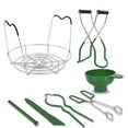 thumbnail image 1 of DIY. STORE 7 in 1 Canning Kit Include Steamer Rack,Canning Funnel,Jar Lifter,Wrench, Tongs,Lid Lifter/Bubble Remover Tool.Suitable for Easy Learning and Making of Household Mason Canning (Green), 1 of 7