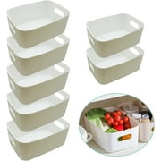 DIY.  STORE 7 Pcs Plastic Storage Bins with Handles, Open Storage Baskets Organizers for Kitchen, Refrigerator, Cabinet, Bathroom  (White)