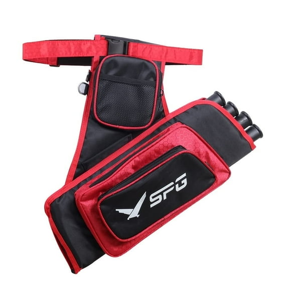 DIY.  STORE Archery Hip Quiver for Arrows, 4 Tube Bow Belt Quiver Waist Hanged for Compound Bow Recurve Bow Target Shooting(Red)