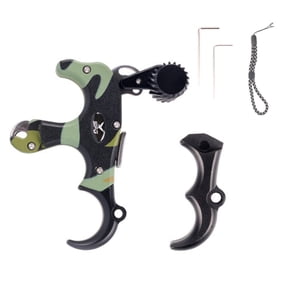 DIY.STORE Archery Release Aid, 3-Finger 4-Finger Interchangeable Bow Release for Compound Bow, Aluminum Alloy Thumb Release with Adjustable Trigger and Safety Device(Daemon)