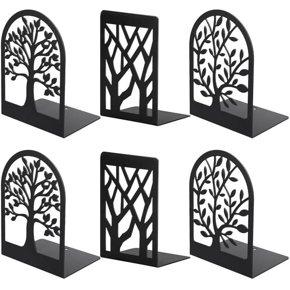 DIYMAG 6 Pcs Bookends for Shelves, Metal Bookends for Heavy Books, Book Shelf Holder Office Bookends Black 3pair, Books Supports, Non-Skid Book Stoppers