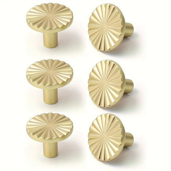 DIY. STORE Cabinet Knobs, Round Sunflower Single Hole Knobs for Drawer, Cabinet, Wardrobe, Brass Finish Zinc Alloy Knob