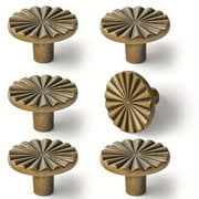 DIY. STORE Cabinet Knobs, Round Sunflower Single Hole Knobs for Drawer, Cabinet, Wardrobe, Brass Finish Zinc Alloy Knob