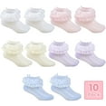 thumbnail image 1 of DIYMAG 10 Pairs Ruffle Socks for Toddler Girls,  Macaron Colors Double Lace Socks for Skirts Match(M), 1 of 6