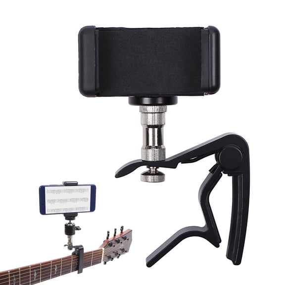 DIY.STORE Smartphone Guitar Capo Clip, Guitar Capo for Electric or Acoustic Guitars, Android and iPhone Compatible Dock Headstock Neck Clamp, Guitar Capo Cell Phone Holder Aid Musicians