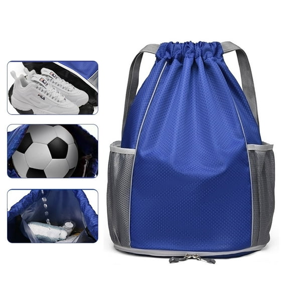 DIY.STORE Soccer Backpack, Waterproof Drawstring Backpack, Pull String Sport Bag for Soccer & Basketball with Shoes Storage