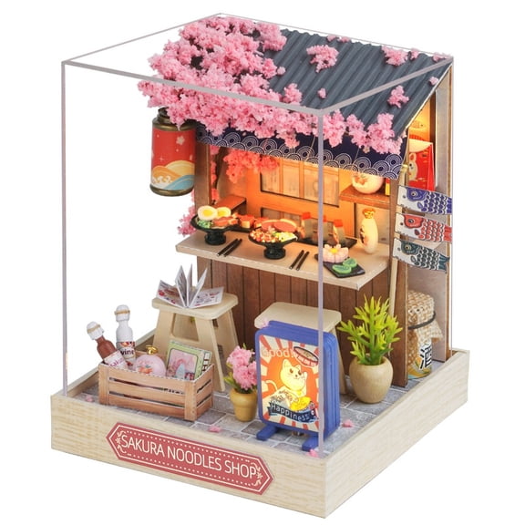 Ygakrkreit 3D Wooden Sakura Bookcase Model Kit, DIY Handmade Miniature Building Assembly, Creative Home Decor Gift for Birthday & Christmas