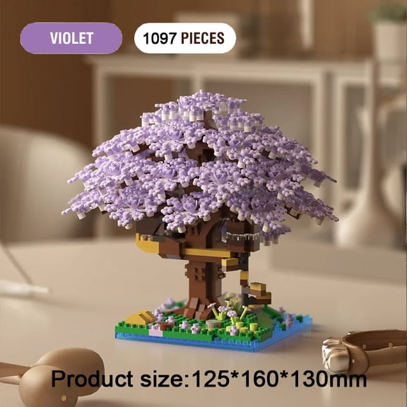 DIY Sakura Tree Building Blocks Set Diy Cherry Blossom Bricks with Light Treehouse Model Ornament Romantic Gift for Girl Friend