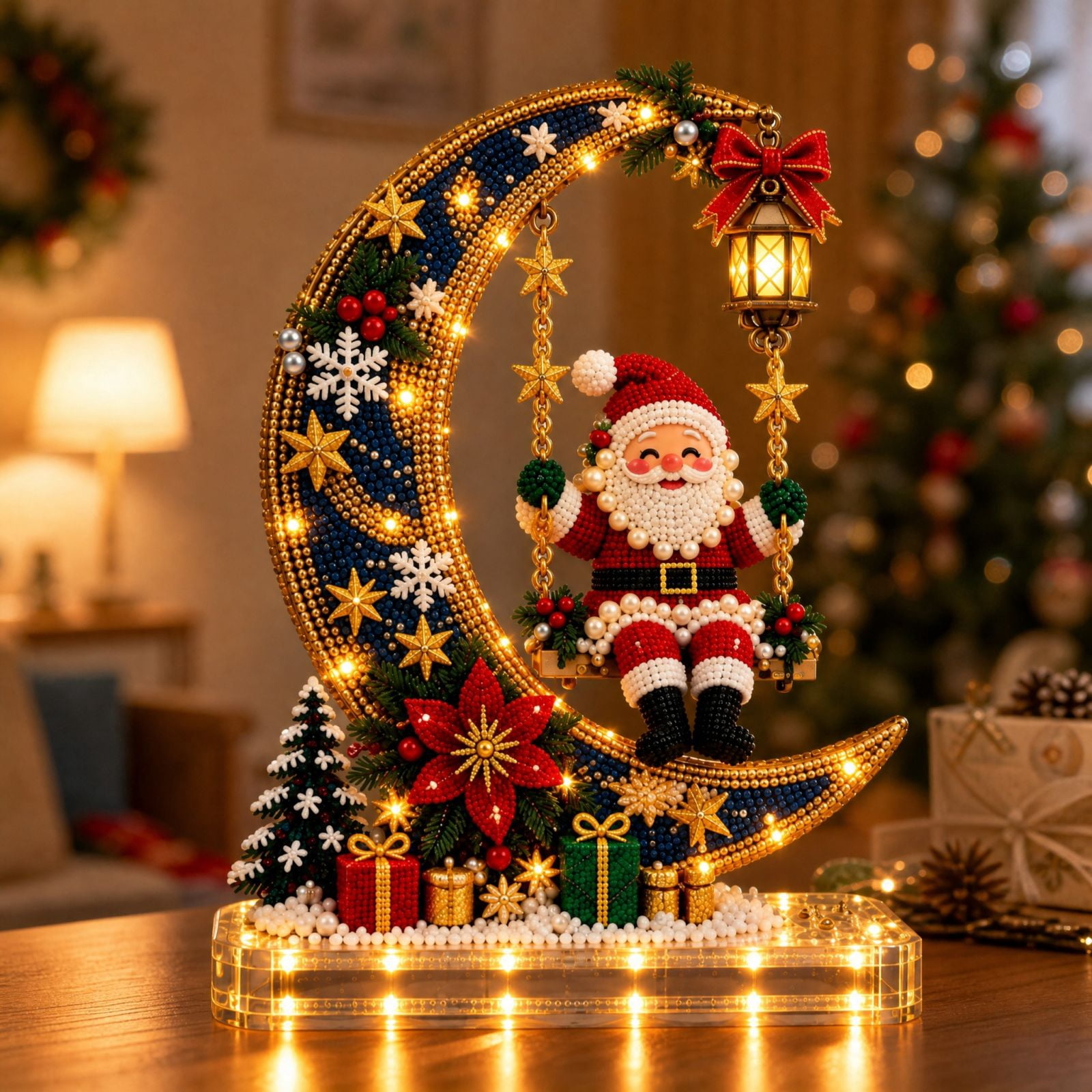 Santa Items DIY Santa Claus on Swing Craft Kit, Santa on Swing Table Decor Kit with ...