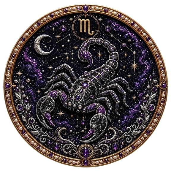 Scorpio DIY Diamond Art Kit, Acrylic Scorpion Zodiac Rhinestone Craft with Tools, Dark Celestial Home Accent, 10.83 x 8.46 in