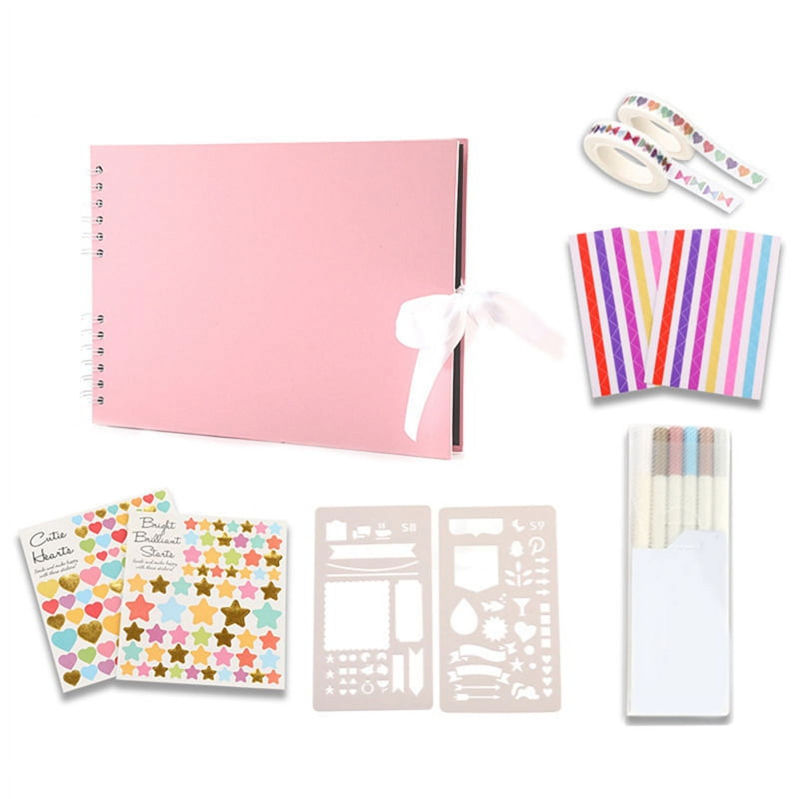 DIY Scrapbook Album, 11.4 X 8.5Inch 80 Pages Photo Album Scrapbook Thick DIY Scrap Book for Graduation Gift, Pink