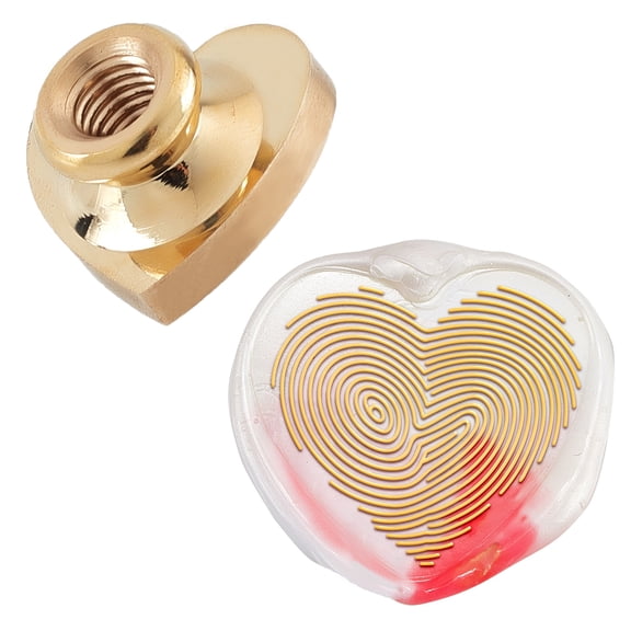 DIY Scrapbook Brass Seal Stamp Heart Wood Grain Pattern 2.5cm