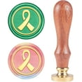 thumbnail image 1 of DIY Scrapbook Brass Wax Seal Stamp and Wood Handle Sets Awareness Ribbon Golden 8.9x2.5cm Stamps: 25x14.5mm, 1 of 8